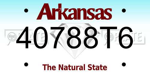 40788T6 Arkansas License Plate