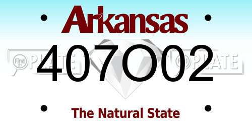 407O02 Arkansas License Plate