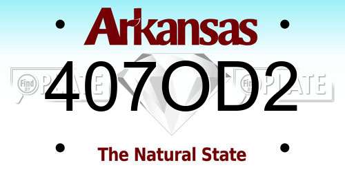 407OD2 Arkansas License Plate