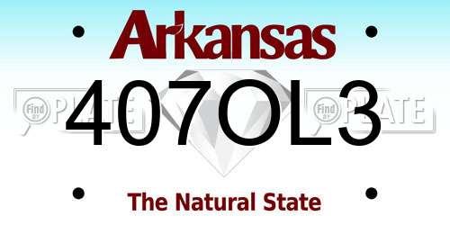 407OL3 Arkansas License Plate