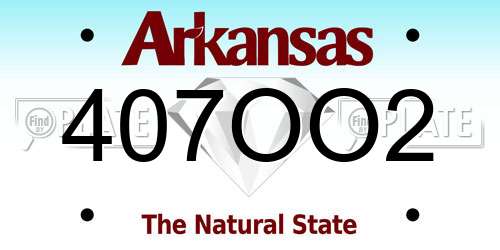 407OO2 Arkansas License Plate