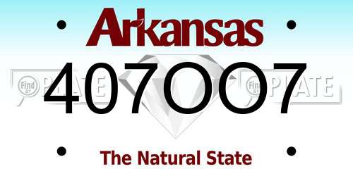407OO7 Arkansas License Plate