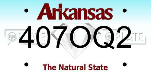 407OQ2 Arkansas License Plate
