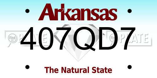 407QD7 Arkansas License Plate