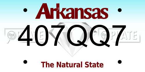 407QQ7 Arkansas License Plate