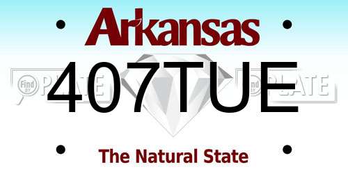 407TUE Arkansas License Plate
