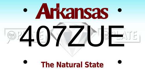407ZUE Arkansas License Plate