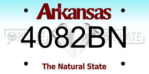 4082BN Arkansas License Plate