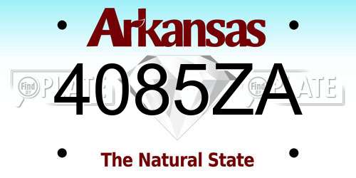 4085ZA Arkansas License Plate