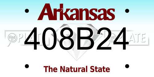 408B24 Arkansas License Plate