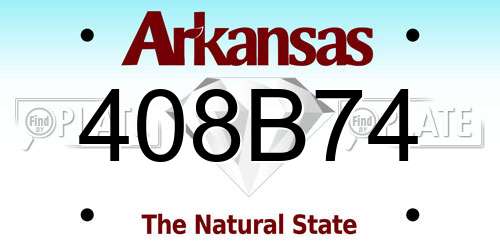 408B74 Arkansas License Plate
