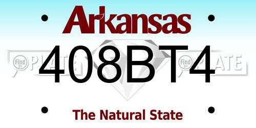 408BT4 Arkansas License Plate