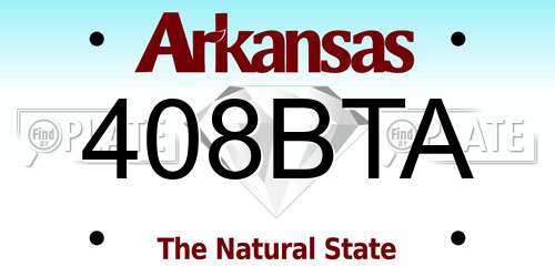 408BTA Arkansas License Plate