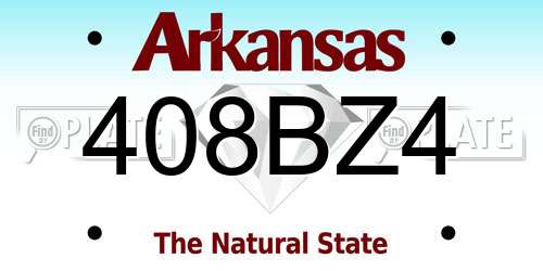 408BZ4 Arkansas License Plate
