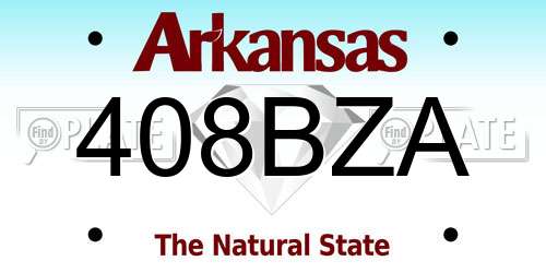 408BZA Arkansas License Plate