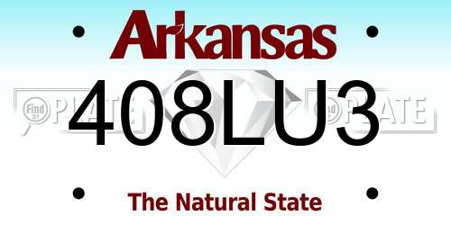 408LU3 Arkansas License Plate