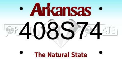408S74 Arkansas License Plate