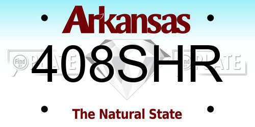 408SHR Arkansas License Plate