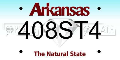 408ST4 Arkansas License Plate