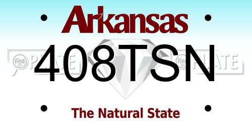 408TSN Arkansas License Plate