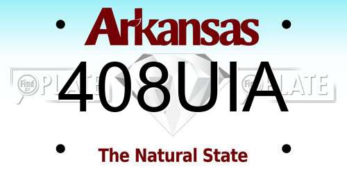 408UIA Arkansas License Plate