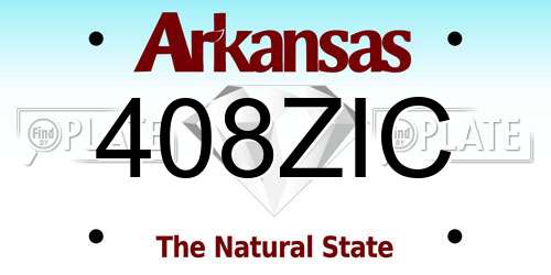 408ZIC Arkansas License Plate