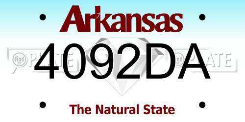 4092DA Arkansas License Plate