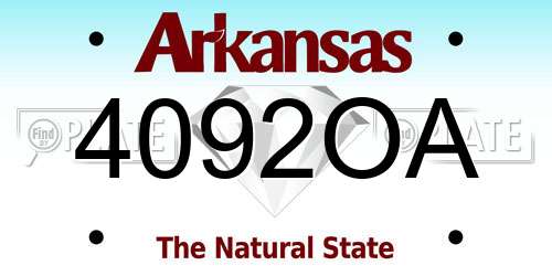 4092OA Arkansas License Plate