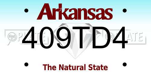 409TD4 Arkansas License Plate