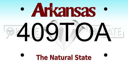 409TOA Arkansas License Plate