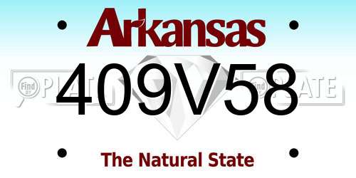 409V58 Arkansas License Plate
