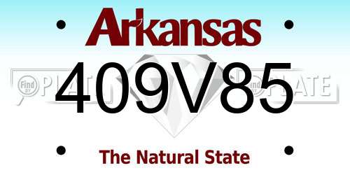 409V85 Arkansas License Plate