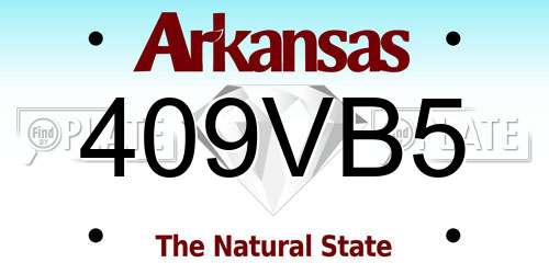409VB5 Arkansas License Plate