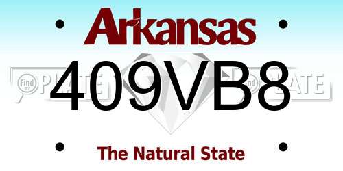 409VB8 Arkansas License Plate