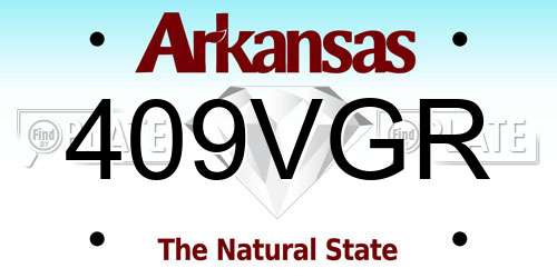 409VGR Arkansas License Plate