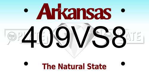 409VS8 Arkansas License Plate