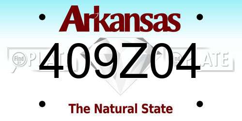 409Z04 Arkansas License Plate
