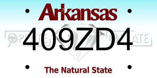409ZD4 Arkansas License Plate