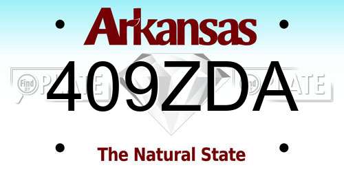 409ZDA Arkansas License Plate