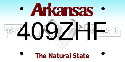 409ZHF Arkansas License Plate