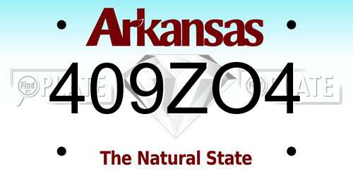 409ZO4 Arkansas License Plate
