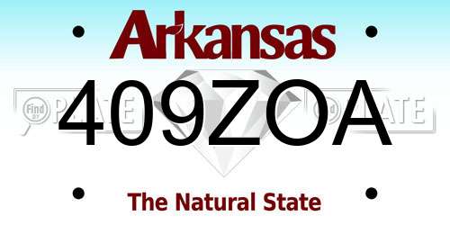 409ZOA Arkansas License Plate