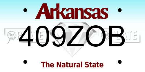 409ZOB Arkansas License Plate
