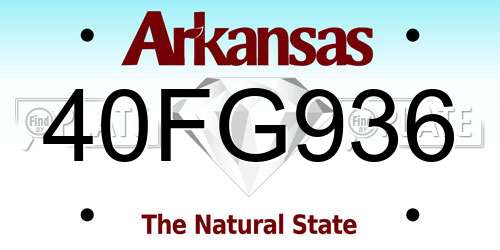 40FG936 Arkansas License Plate