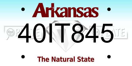 40IT845 Arkansas License Plate