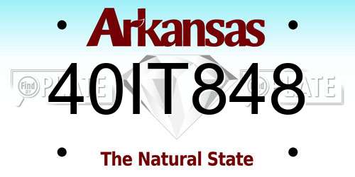 40IT848 Arkansas License Plate