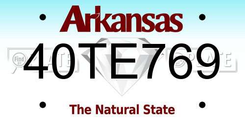 40TE769 Arkansas License Plate