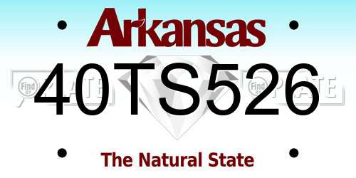 40TS526 Arkansas License Plate