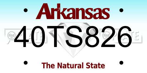 40TS826 Arkansas License Plate