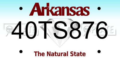 40TS876 Arkansas License Plate